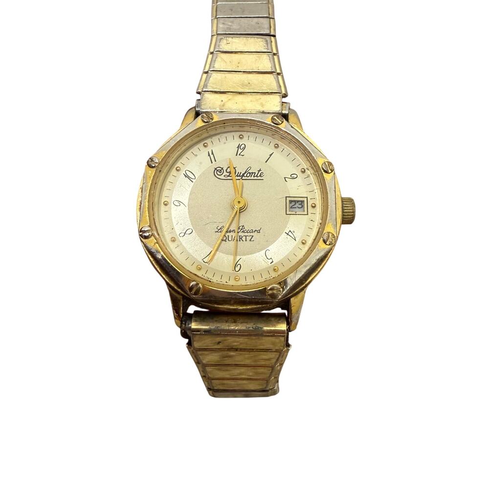 VTG Lucien Piccard Dufonte Watch Women’s Gold / Silver Tone w/ Date Tested